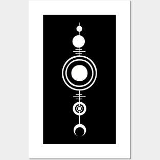 Geometric art of planets and moon Posters and Art